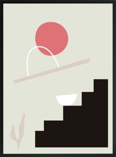 PLAKAT OBRAZEK ABSTRAKCYJNY SCHODY SŁOŃCE