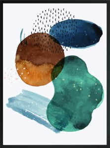 OBRAZ PLAKAT zielone niebieskie i brązowe plamy 