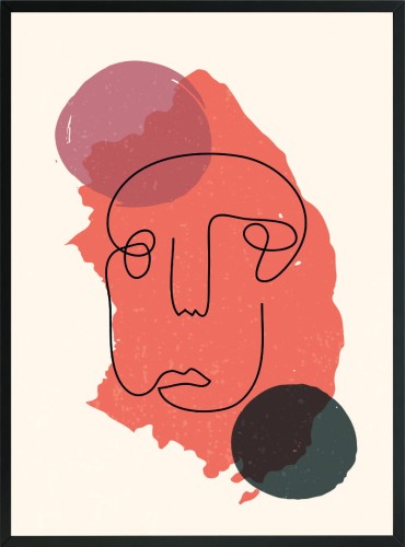 OBRAZ PLAKAT twarz abstrakcja w pomarańczowym