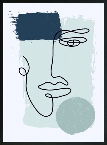 OBRAZ PLAKAT twarz abstrakcja w błękicie  