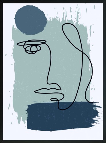 OBRAZ PLAKAT twarz abstrakcja w niebieskim