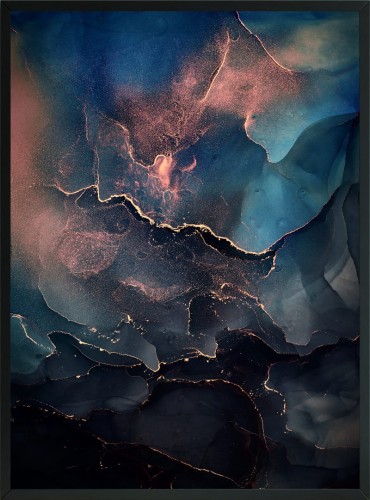 OBRAZ Plakat nowoczesny fale złoto wielokolorwe 