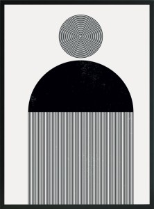 OBRAZ plakat czarne kreski półokrąg