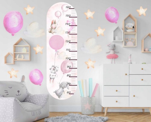 MIARKA WZROSTU naklejka na ścianę balony króliczki pastelowe wiz.jpg
