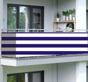 Osłona balkonowa na wymiar  paski niebieskie