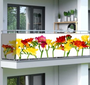 Osłona balkonowa na wymiar frezje kwiaty kolorowe