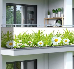 Osłona balkonowa na wymiar stokrotki łąka trawa