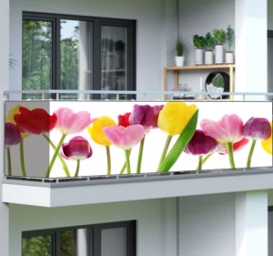 Osłona balkonowa na wymiar tulipany kwiaty kolorowe