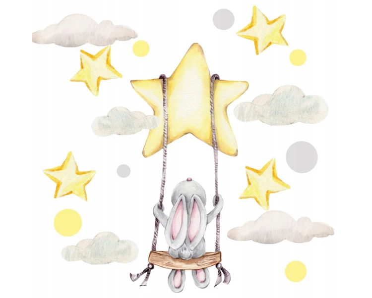 Naklejka ścienna pastel Królik Gwiazdki 100x100 2.png