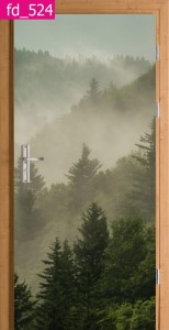 FOTOTAPETA OKLEINA NA DRZWI SZAFĘ LAS NATURA MGŁA