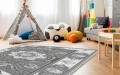 Szara MANDALA dywan do salonu na patio winylowy