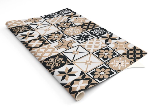 BEŻOWA MOZAIKA PATCHWORK ozdobna okleina