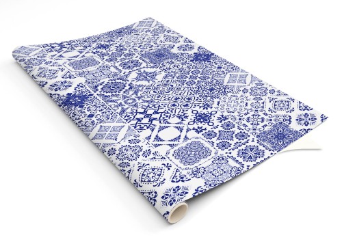NIEBIESKI PATCHWORK orientalna okleina laminowana