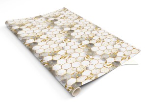 BIAŁE HEKSAGONY ELEGANCKA OKLEINA NA SZUFLADY BLAT