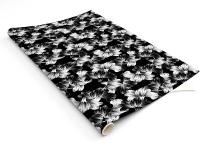 Czarno białe kwiaty elegancka okleina meblowa