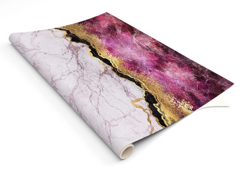 Samoprzylepna okleina róż biały marmur ZŁOTO