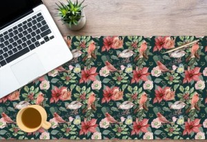 Mata antypoślizgowa na biurko vintage kwiaty ptaszki