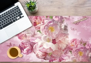 Mata podkładka ochronna na biurko różowe kwiaty