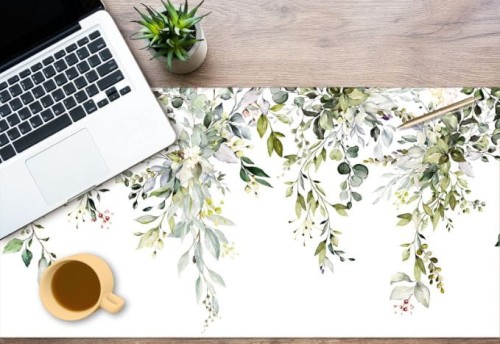 Nowoczesna mata podkładka ochronna na biurko liście listki