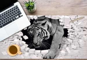 Nowoczesna podkładka ochronna na biurko tygrys mur