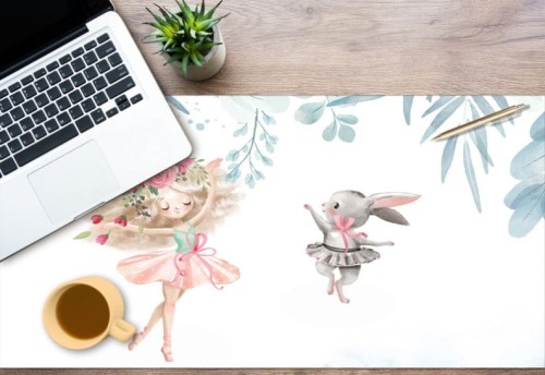 Podkładka mata ochronna na biurko baletnica i króliczek