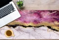 Mata ochronna na biurko z IKEA MALM  różowy marmur złoto