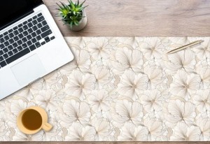 Elegancka mata ochronna na biurko z IKEA MALM delikatne kwiaty