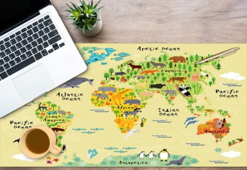 MATA podkładka ochronna na biurko z IKEA MALM zwierzęta mapa świata