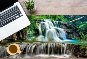 MATA ochronna na biurko z IKEA MALM wodospad w lesie natura