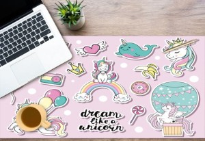 Dla dziewczynki MATA ochronna na biurko z IKEA MALM unicorn jednorożec