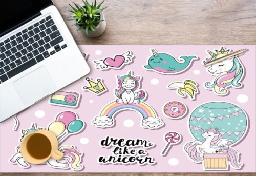 Dla dziewczynki MATA ochronna na biurko z IKEA MALM unicorn jednorożec