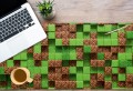 Winylowa podkładka na biurko z IKEA MALM mozaika piksele jak minecraft