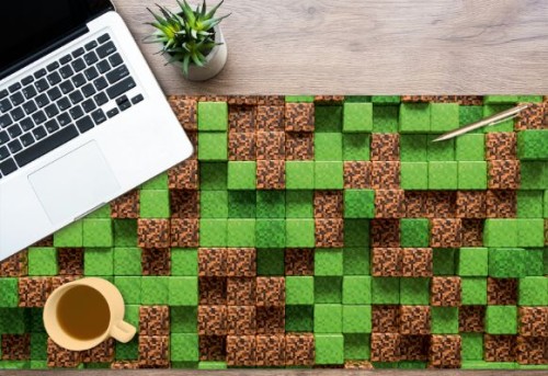Winylowa podkładka na biurko z IKEA MALM mozaika piksele jak minecraft