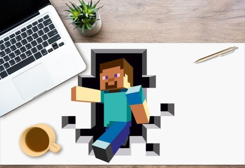 Winylowa mata ochronna na biurko z IKEA MALM steve jak z minecrafta