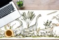 Winylowa mata ochronna na biurko z IKEA MALM dla chłopca dinozaury dino