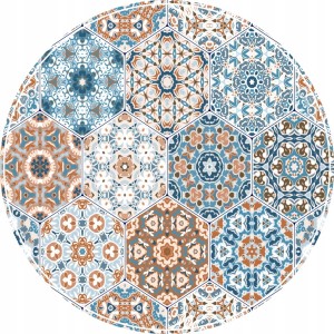 MATA POD KRZESŁO okrągła NIEBIESKA MANDALA