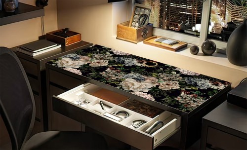 Ochronna MATA na biurko z IKEA MICKE KWIATY VINTAGE