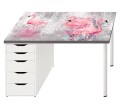 Ochronna MATA na biurko z IKEA MICKE FLAMINGI BETON
