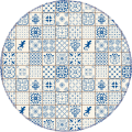 OCHRONNA PODKŁADKA OKRĄGŁA MATA NIEBIESKA MOZAIKA PATCHWORK