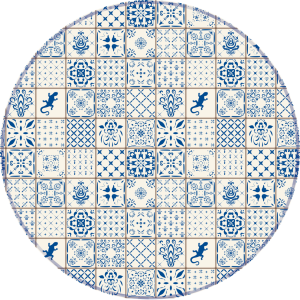 OCHRONNA PODKŁADKA OKRĄGŁA MATA NIEBIESKA MOZAIKA PATCHWORK