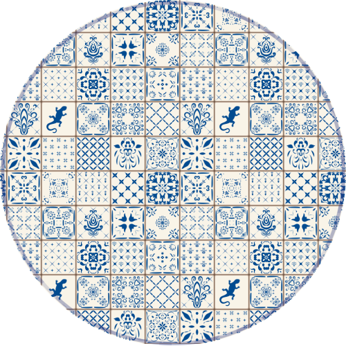 OCHRONNA PODKŁADKA OKRĄGŁA MATA NIEBIESKA MOZAIKA PATCHWORK