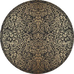 PODŁOGOWA MATA POD KRZESŁO FOTEL OKRĄGŁA ZŁOTE WZORY