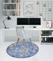 OCHRONNA PODKŁADKA POD KRZESŁO FOTEL OKRĄGŁA NIEBIESKI PATCHWORK 