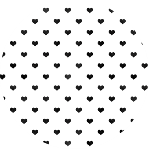 OKRĄGŁA PODKŁADKA OCHRONNA POD FOTEL CZARNE SERCA SERDUSZKA