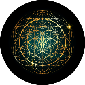 OCHRONNA MATA POD KRZESŁO FOTEL OKRĄGŁA ZŁOTA MANDALA