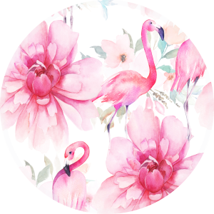 NOWOCZESNA MATA POD FOTEL KRZESŁO OKRĄGŁA FLAMINGI KWIATY