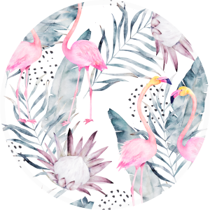 ANTYPOŚLIZGOWA OKRĄGŁA PODKŁADKA POD FOTEL FLAMINGI LIŚCIE