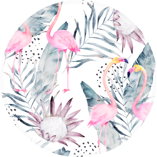 ANTYPOŚLIZGOWA OKRĄGŁA PODKŁADKA POD FOTEL FLAMINGI LIŚCIE