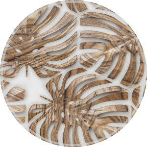 ANTYPOŚLIZGOWA OKRĄGŁA PODKŁADKA POD FOTEL DREWNIANA MONSTERA