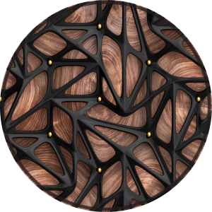 ANTYPOŚLIZGOWA OKRĄGŁA MATA POD FOTEL CZARNE WZORY DREWNO